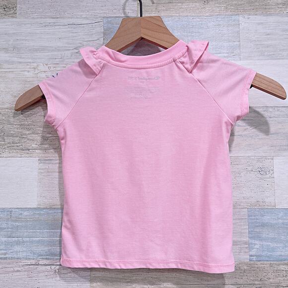Champion Performance Ruffle Tee Pink Soft Stretch Jersey Active Toddler Girl 2T - Picture 3 of 4